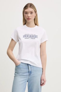 Bavlnené tričko Abercrombie & Fitch dámsky, biela farba, KI185-5058