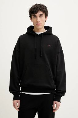 Mikina Diesel S-ROB-HOOD-MICRODIV SWEAT-SHIR pánska, čierna farba, s kapucňou, jednofarebná, A14941.0GRAC
