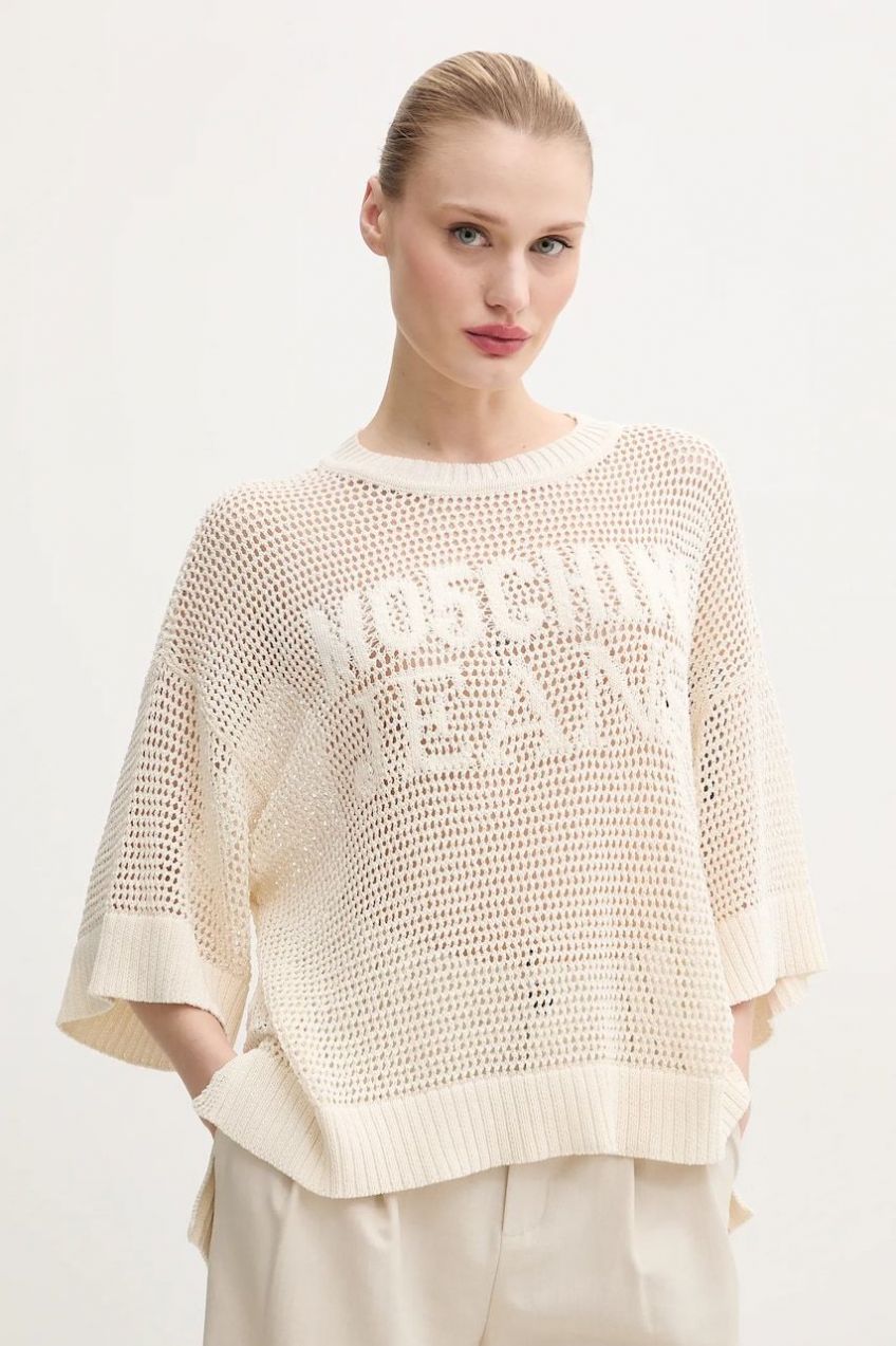 Sveter Moschino Jeans dámsky, béžová farba, tenký, 0904 3701