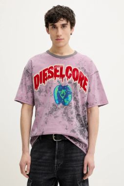 Bavlnené tričko Diesel T-BOXT-R9 T-SHIRT pánske, ružová farba, vzorované, A16164.0GIAR
