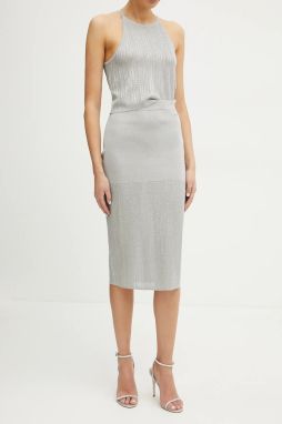 Sukňa Armani Exchange šedá farba, midi, rovný strih, XW000113 AF11957