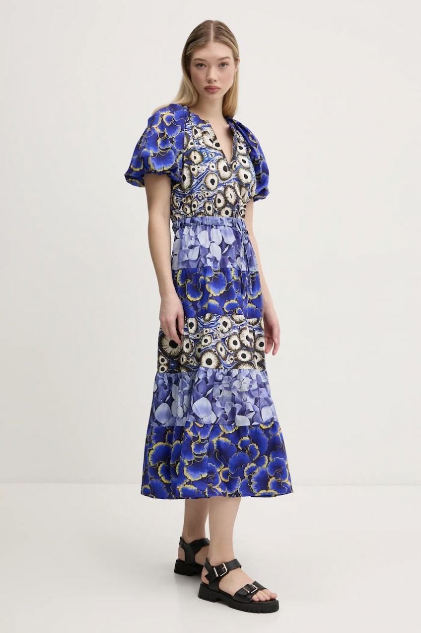 Šaty Desigual CELLS LONG_LACROIX maxi, áčkový strih, 25SWVW02
