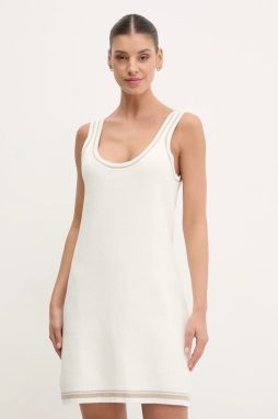 Šaty Dkny béžová farba, mini, rovný strih, DP5R6024