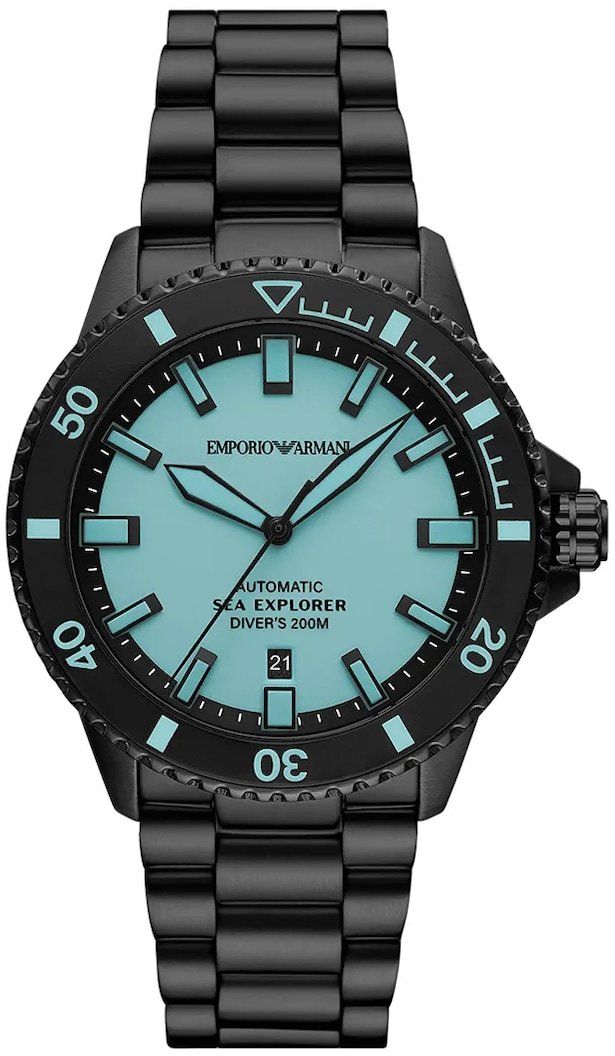 Hodinky Emporio Armani SEA EXPLORER pánske, čierna farba, AR60084