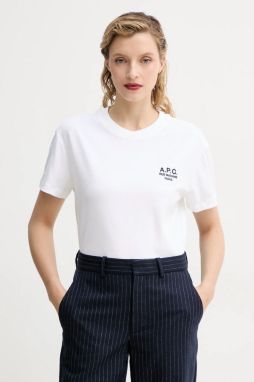 Bavlnené tričko A.P.C. t-shirt boxy rue madame GOTS dámske, biela farba, COHBM.F26389