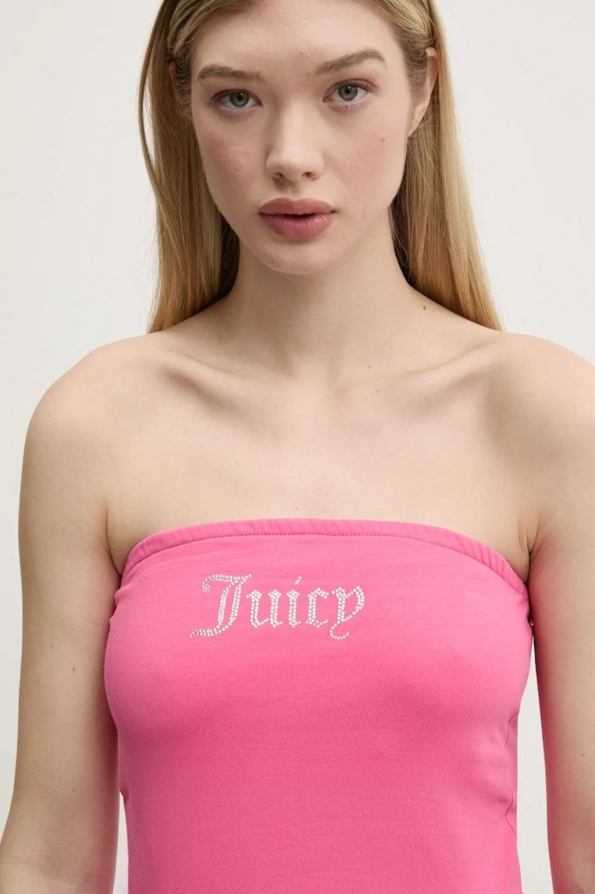 Top Juicy Couture JERSEY BABEY BANDEAU ružová farba, JCWCT23310