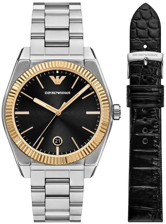 Hodinky Emporio Armani FEDERICO pánske, strieborná farba, AR80077SET
