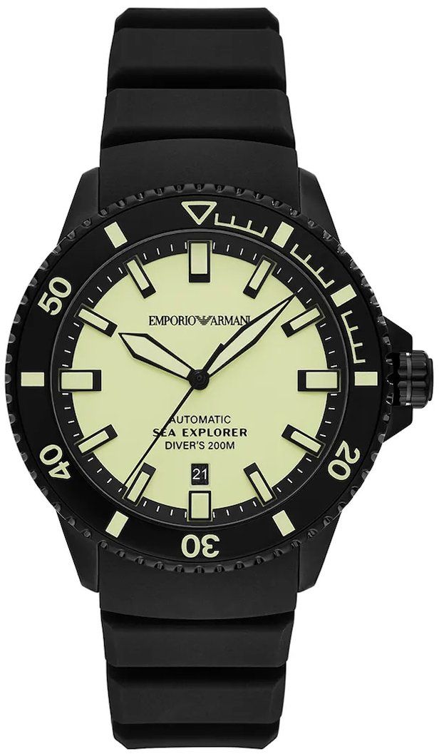 Hodinky Emporio Armani SEA EXPLORER pánske, čierna farba, AR60085