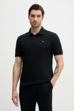 Bavlnené polo tričko Calvin Klein Jeans pánske, čierna farba, jednofarebné, LV040EM269