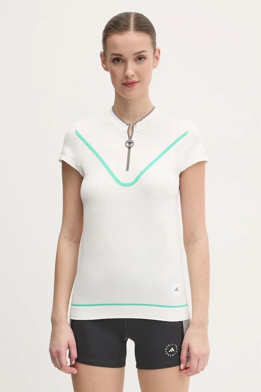 Tréningové tričko adidas by Stella McCartney TrueNature biela farba, s polorolákom, JI5228