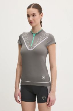 Tréningové tričko adidas by Stella McCartney TrueNature šedá farba, s polorolákom, JI5229