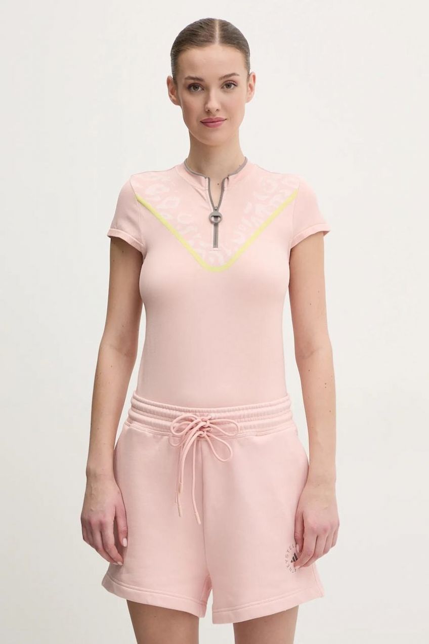 Tréningové tričko adidas by Stella McCartney TrueNature ružová farba, s polorolákom, JI5227