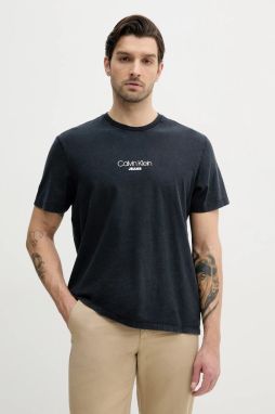 Bavlnené tričko Calvin Klein Jeans pánske, tmavomodrá farba, s potlačou, LV04RB824G