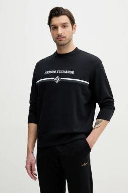 Bavlnená mikina Armani Exchange pánska, tmavomodrá farba, s nášivkou, XM000226 AF12656