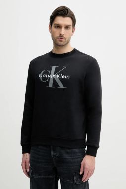 Mikina Calvin Klein Jeans pánska, čierna farba, s potlačou, LV040BM801