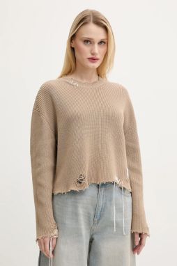 Bavlnený sveter MM6 Maison Margiela dámsky, béžová farba, S52HL0036