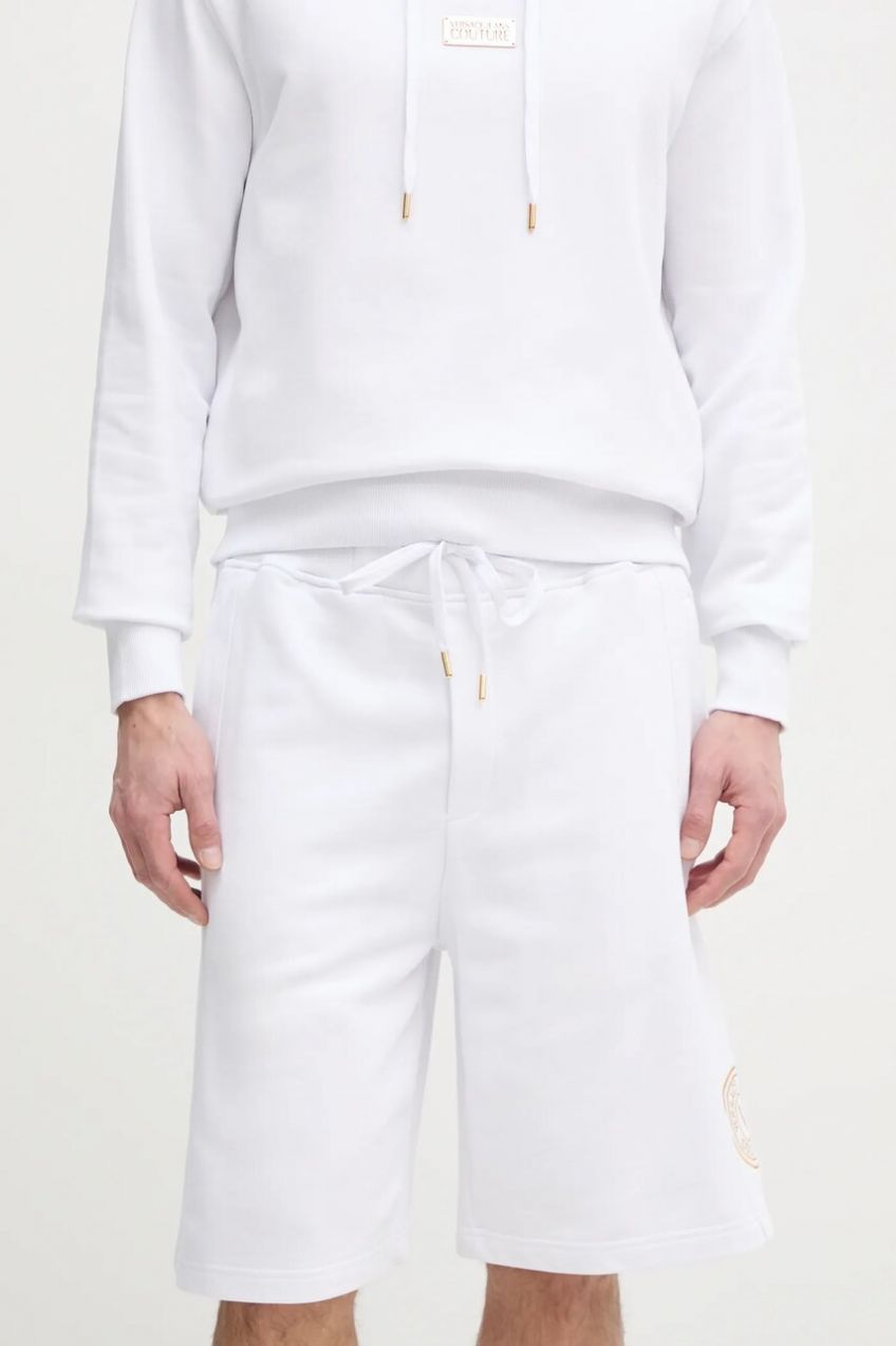 Bavlnené šortky Versace Jeans Couture pánske, biela farba, 78GADT00 CF01T