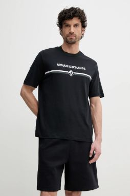 Bavlnené tričko Armani Exchange pánske, tmavomodrá farba, s nášivkou, XM000274 AF12308