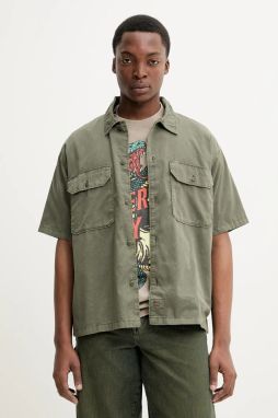 Košeľa Dickies pánska, zelená farba, voľný strih, s klasickým golierom, DK0A4Z7QMGR1