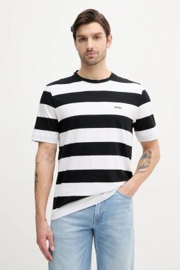 Bavlnené tričko BOSS Orange pánske, čierna farba, vzorované, 50499334