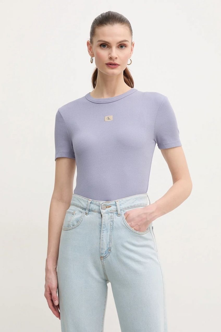 Tričko Calvin Klein Jeans dámske, fialová farba, J20J225244