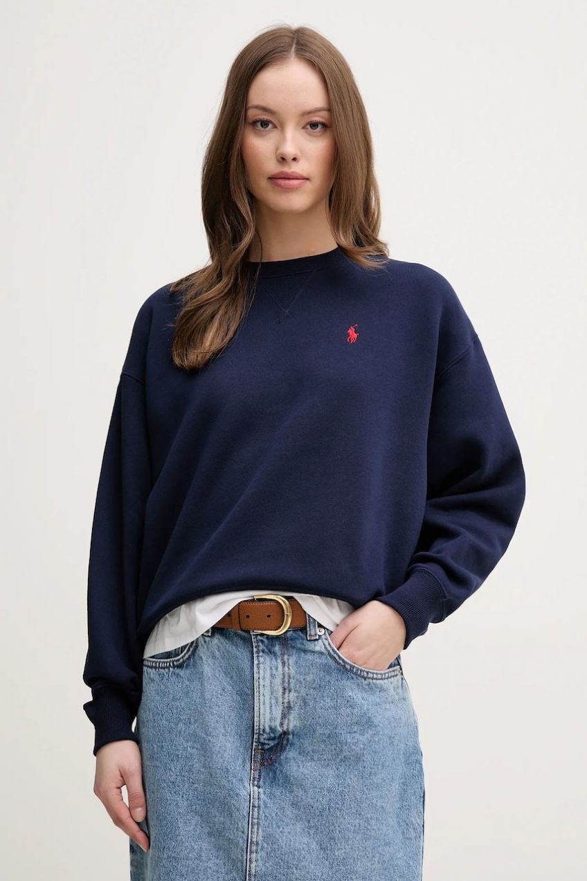 Mikina Polo Ralph Lauren dámska, tmavomodrá farba, s nášivkou, 211936820