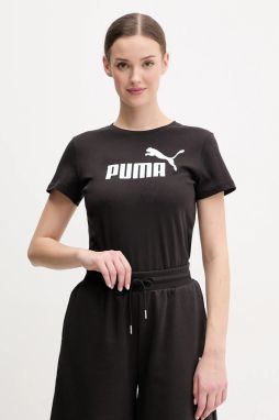 Bavlnené tričko Puma dámske, čierna farba, 682370