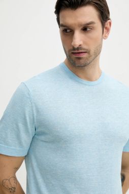 Ľanové tričko Calvin Klein pánske, jednofarebné, K10K114459
