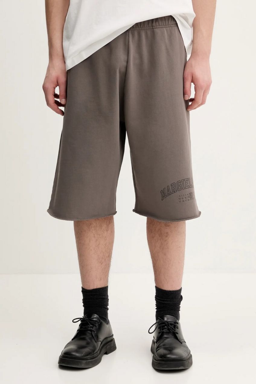 Bavlnené šortky MM6 Maison Margiela pánske, hnedá farba, SH0MU0016.M25012