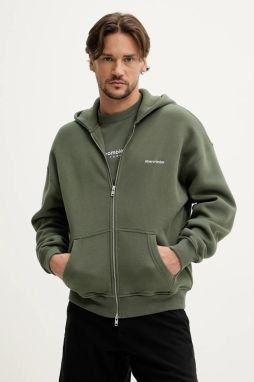Mikina Abercrombie & Fitch pánska, zelená farba, s kapucňou, s potlačou, KI175-5120