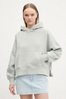 Mikina Abercrombie & Fitch dámska, šedá farba, s kapucňou, jednofarebná, KI152-5080