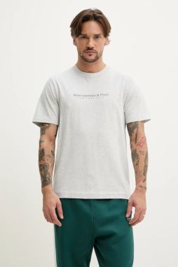 Bavlnené tričko Abercrombie & Fitch pánske, šedá farba, s nášivkou, KI175-5130