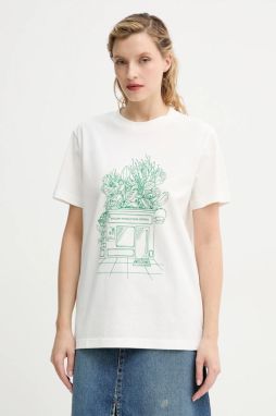 Bavlnené tričko A.P.C. t-shirt magasin dámske, biela farba, COGCK.M26449