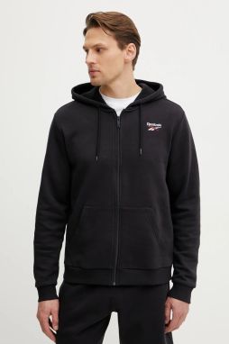 Mikina Reebok Classic pánska, čierna farba, s kapucňou, s nášivkou, 100221809