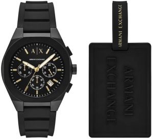 Štítok na hodinky a batožinu Armani Exchange RAFAEL pánsky, čierna farba, AX7165SET