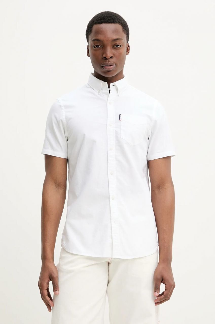 Bavlnená košeľa Superdry pánska, biela farba, regular, s klasickým golierom, M4010944A-01C