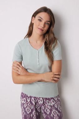 Bavlnené pyžamové tričko women'secret dámske, zelená farba, bavlnené, 3279682