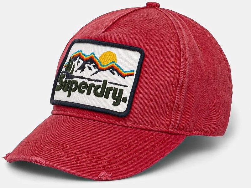 Džínsová šiltovka Superdry červená farba, s nášivkou, W9010177A-C2G