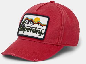 Džínsová šiltovka Superdry červená farba, s nášivkou, W9010177A-C2G