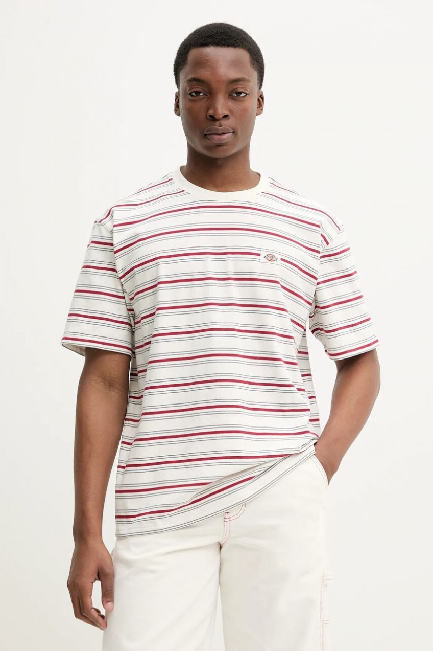 Bavlnené tričko Dickies pánske, biela farba, vzorované, DK0A4Z8SC481