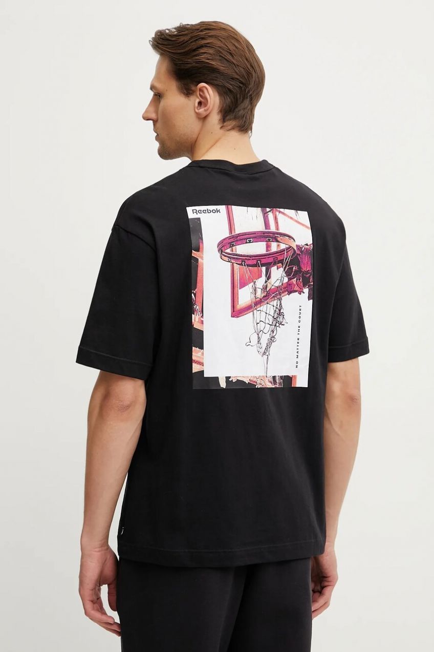 Bavlnené tričko Reebok Classic pánske, čierna farba, s potlačou, 100218827