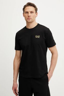 Bavlnené tričko EA7 Emporio Armani pánske, čierna farba, s potlačou, AF10375.7M000567