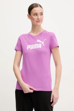 Bavlnené tričko Puma dámske, fialová farba, 682371