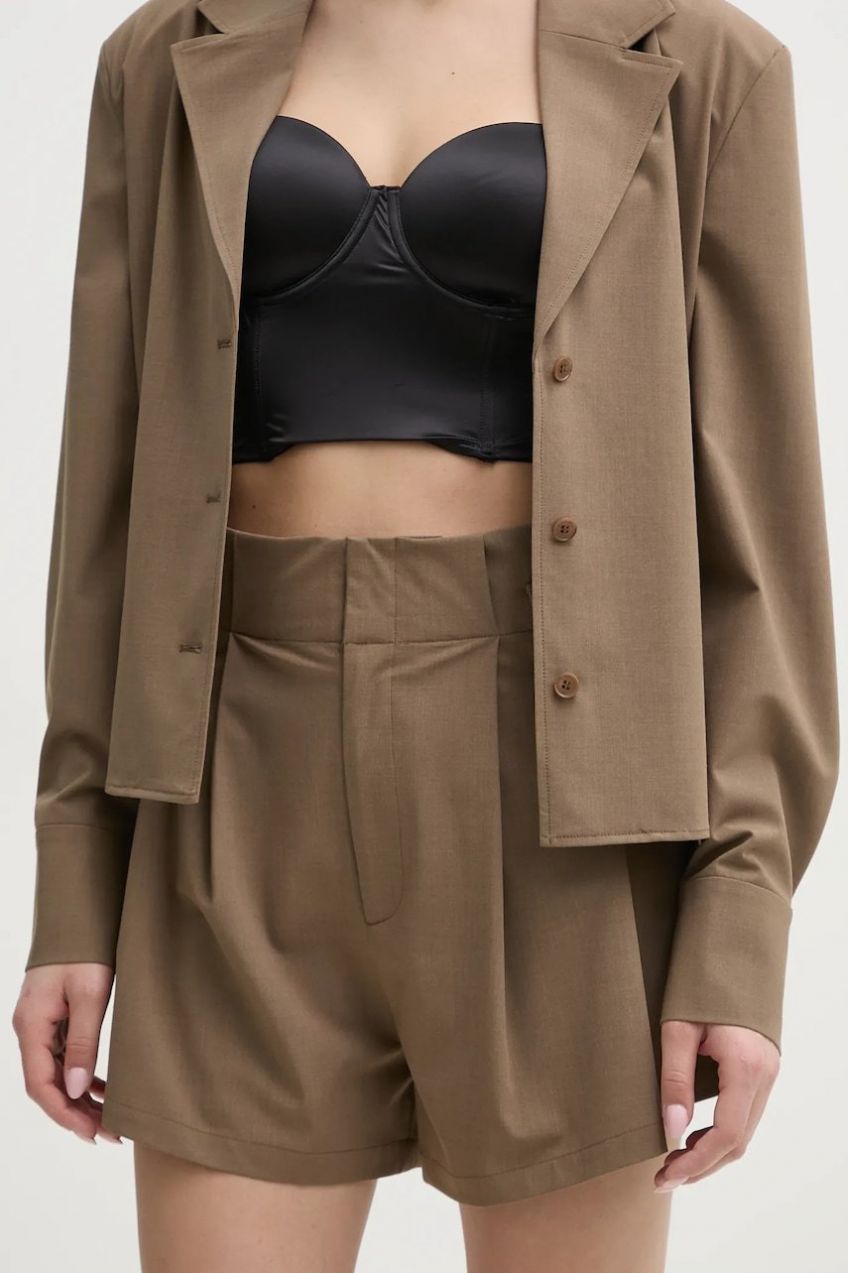 Šortky ISABELLE BLANCHE dámske, béžová farba, jednofarebné, vysoký pás, IS25SS-P019-T003