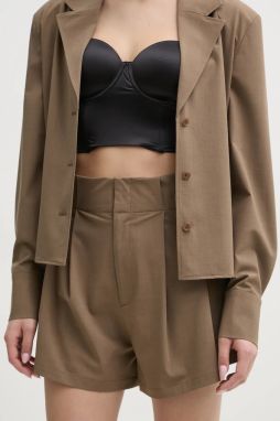 Šortky ISABELLE BLANCHE dámske, béžová farba, jednofarebné, vysoký pás, IS25SS-P019-T003
