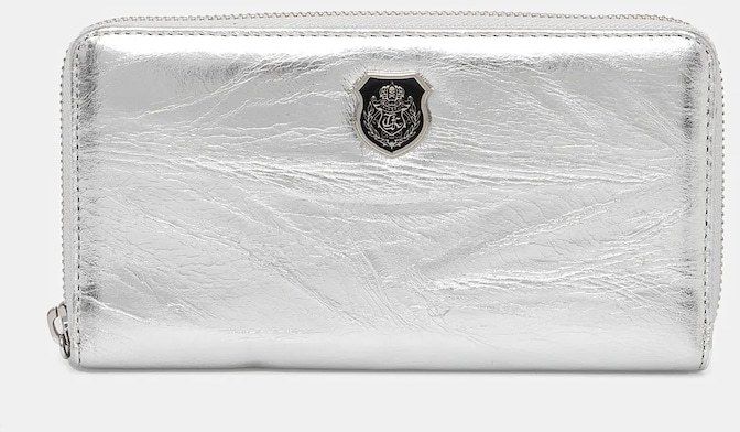 Kožená peňaženka The Kooples dámska, strieborná farba, AFPM30001K