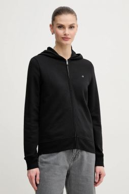 Bavlnená mikina Calvin Klein dámska, čierna farba, s kapucňou, jednofarebná, K20K208426
