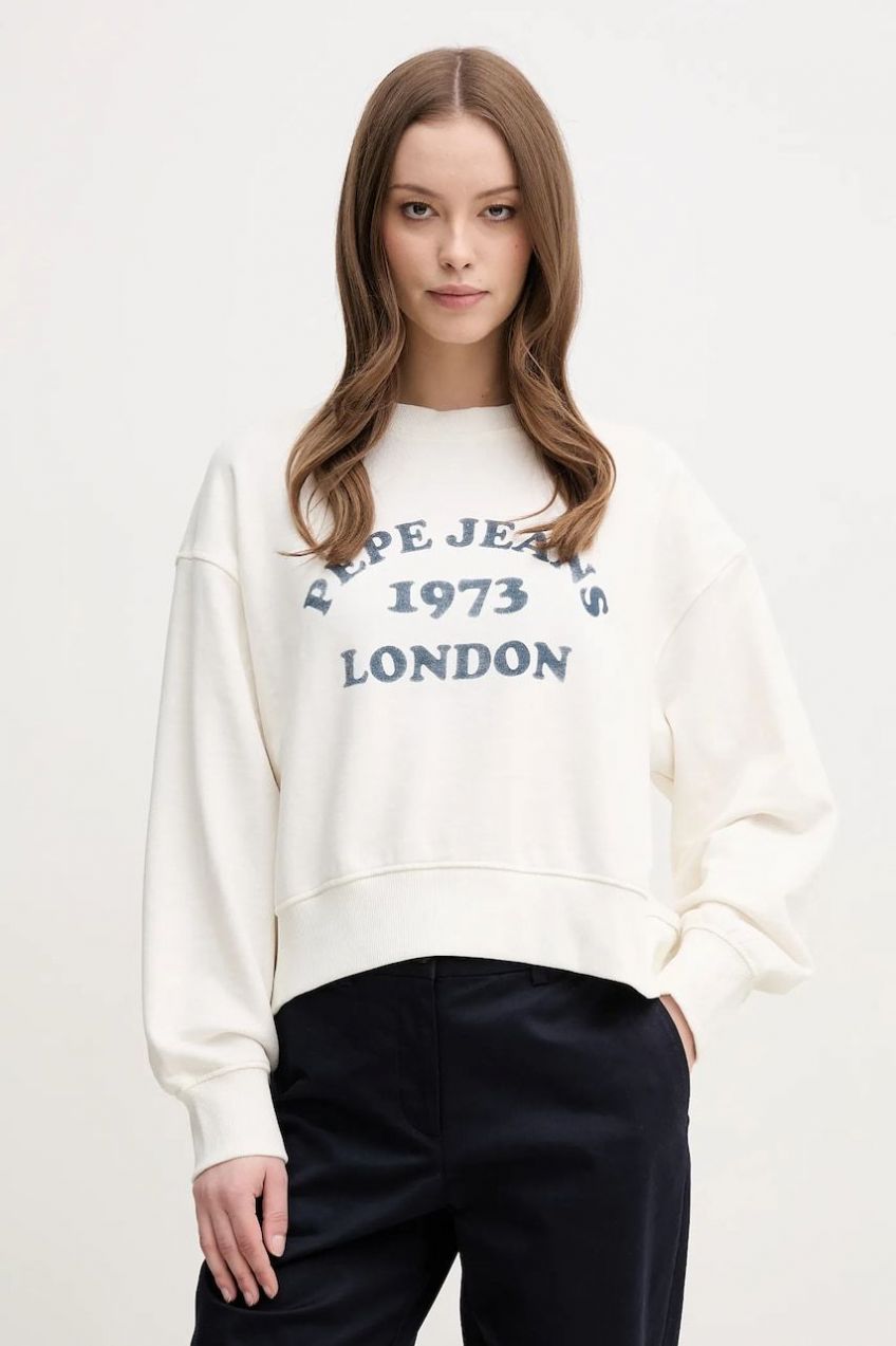 Mikina Pepe Jeans VENUS dámska, biela farba, s potlačou, PL581487