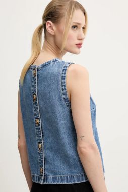 Riflová blúzka Abercrombie & Fitch dámska, jednofarebná, KI140-5011