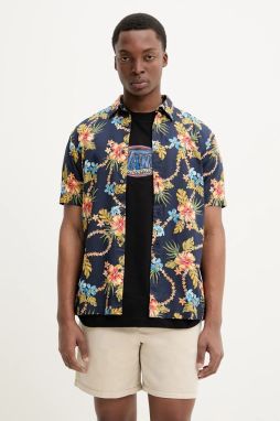 Košeľa Superdry pánska, tmavomodrá farba, regular, s klasickým golierom, M4010947A-F7B